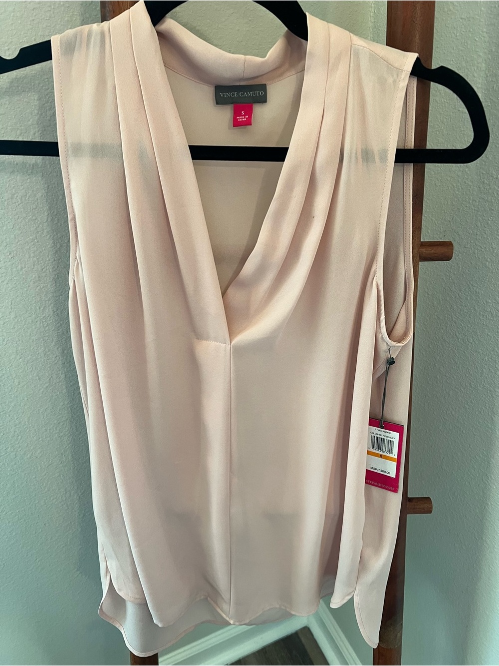 Vince Camuto Blush Sleeveless Drape V-Neck Camisole NWT